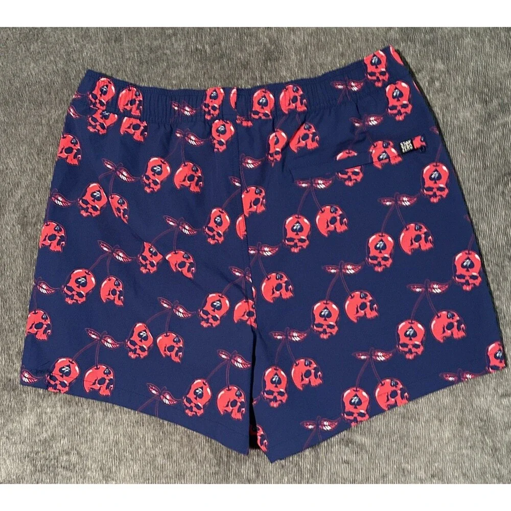 Zero Foxtrot Swim Trunks Mens XL Skull Cherries Stretch Waist Lined Shorts 2024